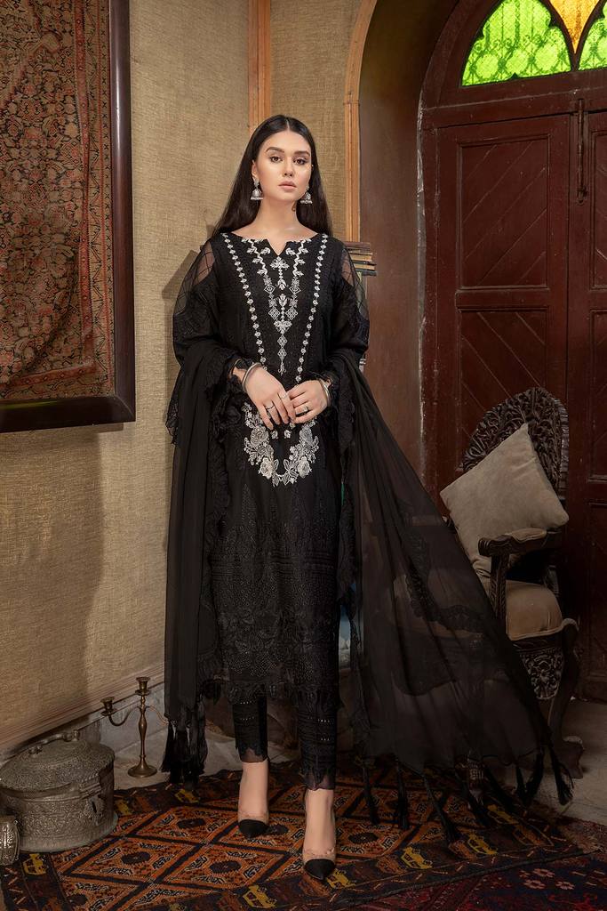 3 Pc Unstitched Embroidered Lawn With Chiffon Dupatta CQ-02